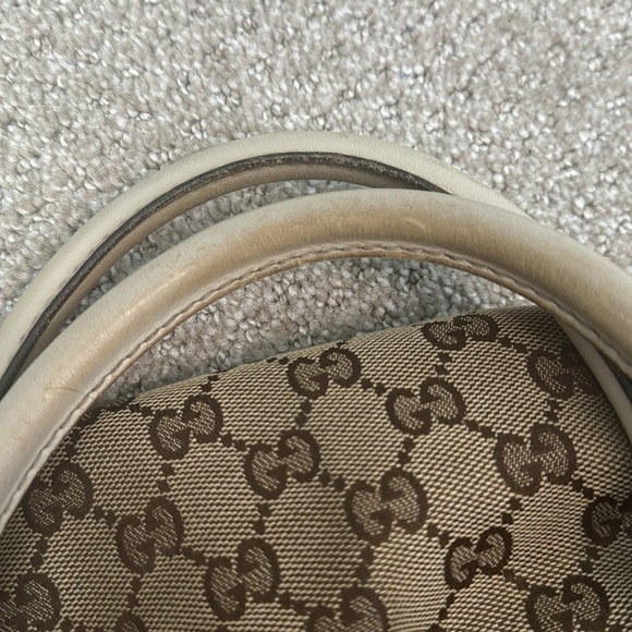 Gucci Brown/Ivory Monogram Canvas Shoulder Purse w/ Bag Charm - Picture 12 of 14